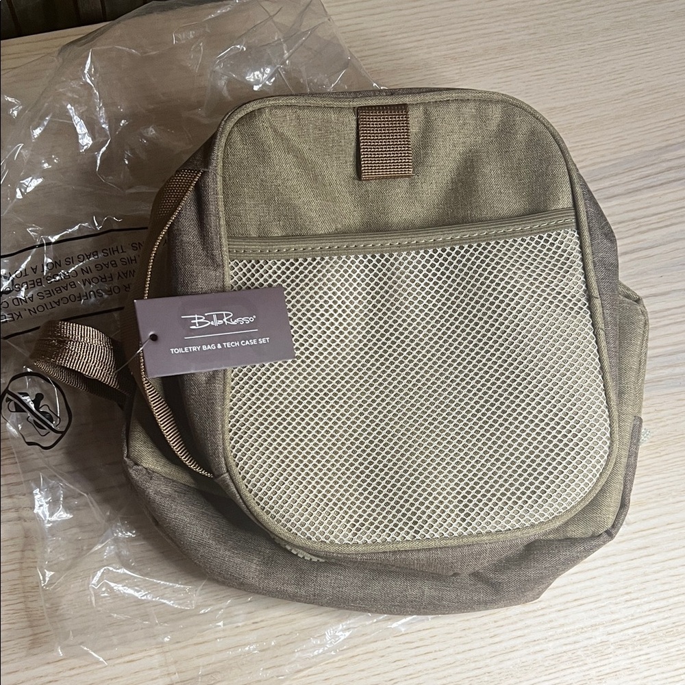 Khaki Toiletry Bag & Tech Case Set